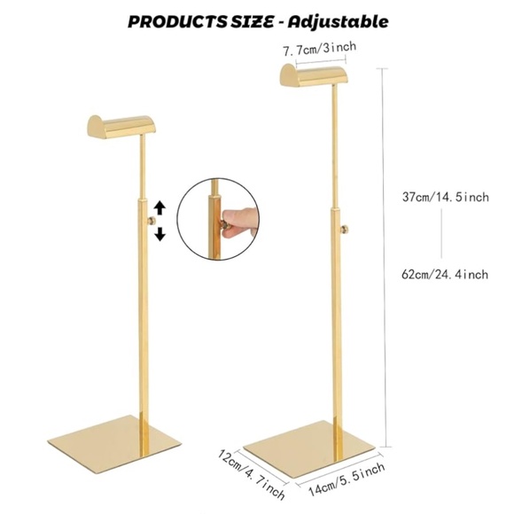 GOLD TONE PURSE STAND/HOLDER ADJUSTABLE HEIGHT - Picture 2 of 4